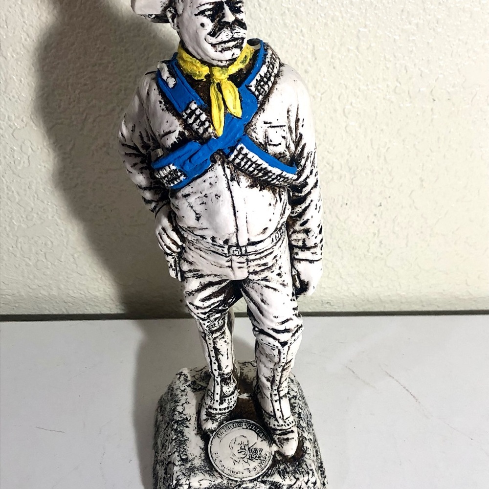General Francisco ‘Pancho’ Villa Sculpture with Blue and Yellow Accents